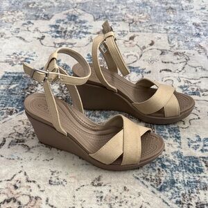 CROCS Tan Wedge Sandals